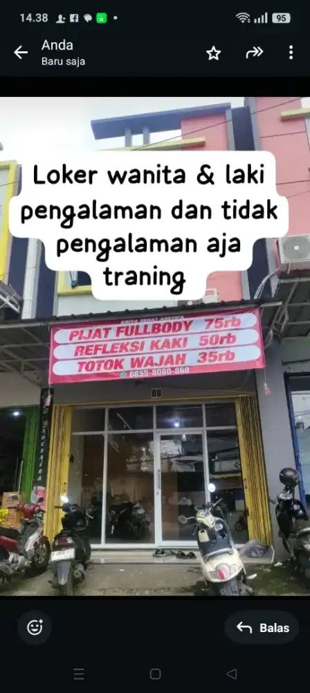 Loker salon Refleksi khusus wanita