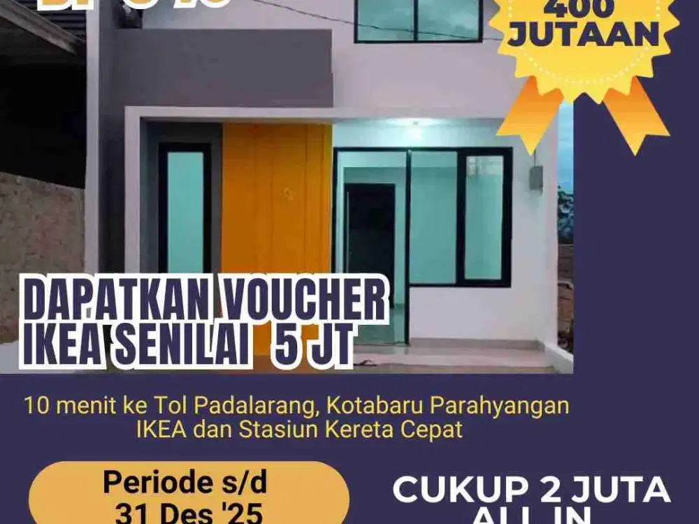 Rumah Keren DP 0 bebas biaya KPR dan surat2 di Padalarang Bandung Barat