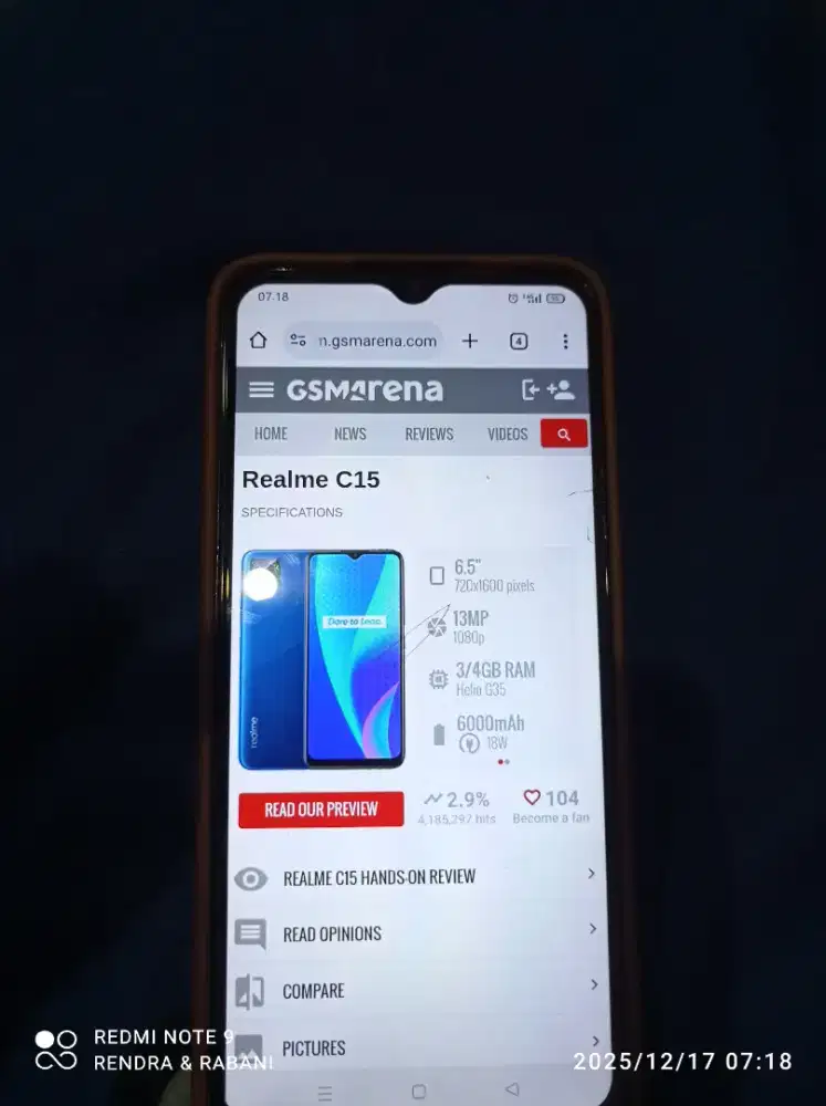 Realme c15 ram 4/64 .lcd masih original.ada retak 2 helay