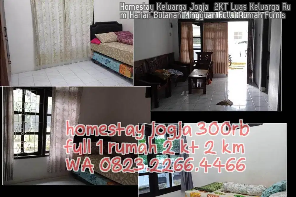Homestay Keluarga Jogja  2KT Luas Keluarga Rum Harian Bulanan Mingguan