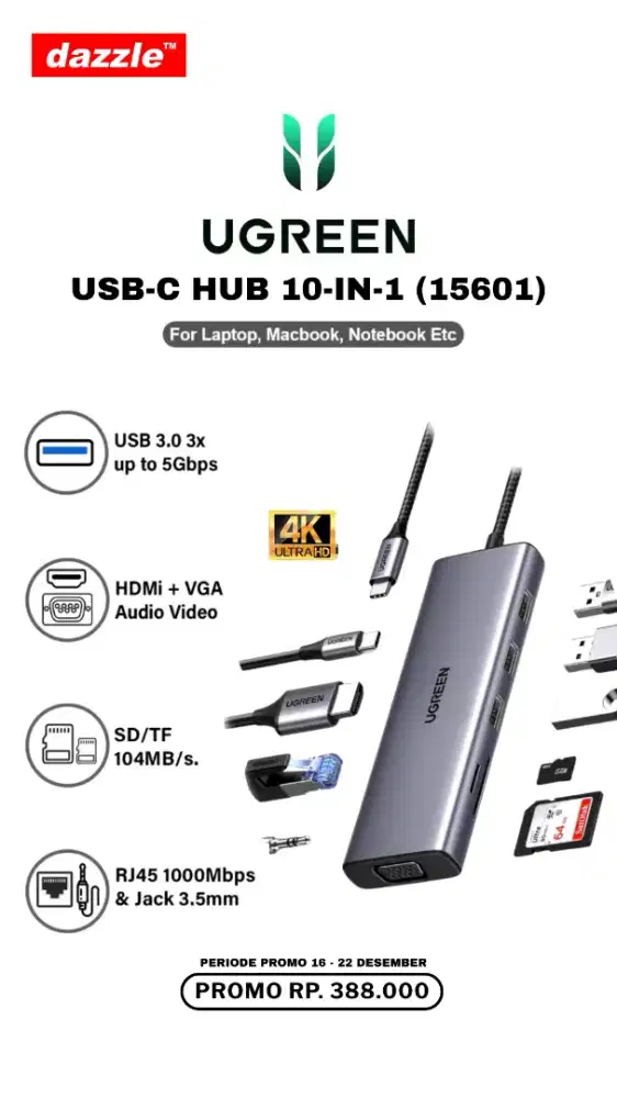 UGREEN USB C HUB 10-IN-1 (15601)