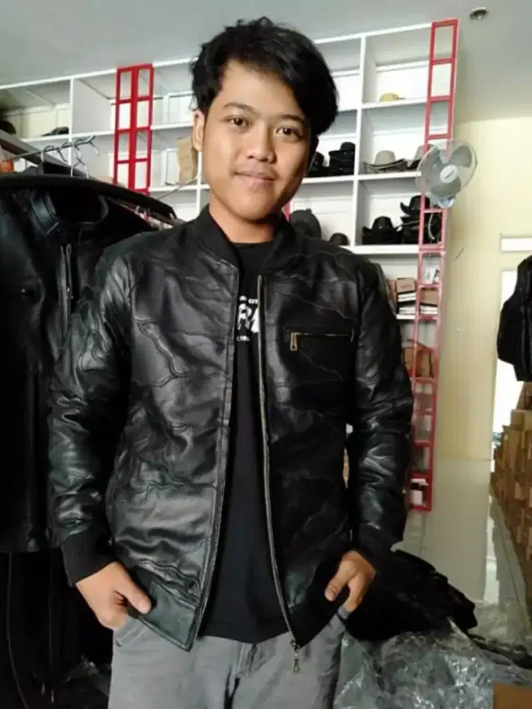 Jaket kulit sambung asli
