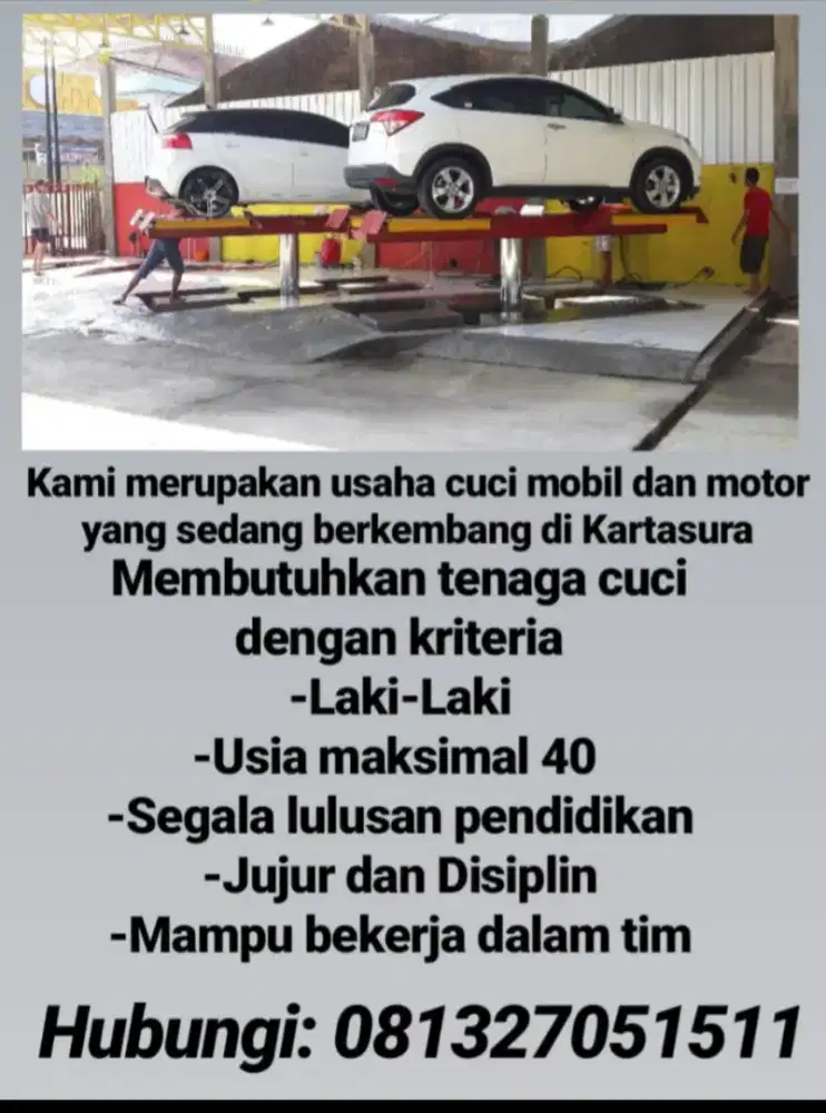 LOKER TENAGA CUCI MOBIL/MOTOR
