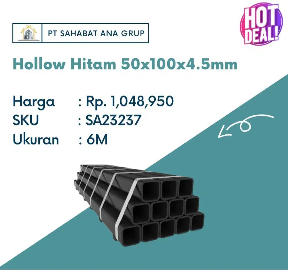 Hollow Hitam 50x100x4.5mm