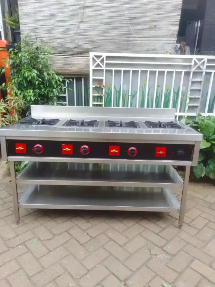 Kompor 4 tungku  high pressure + ambalan 2 susun ukuran 150xx75x85.