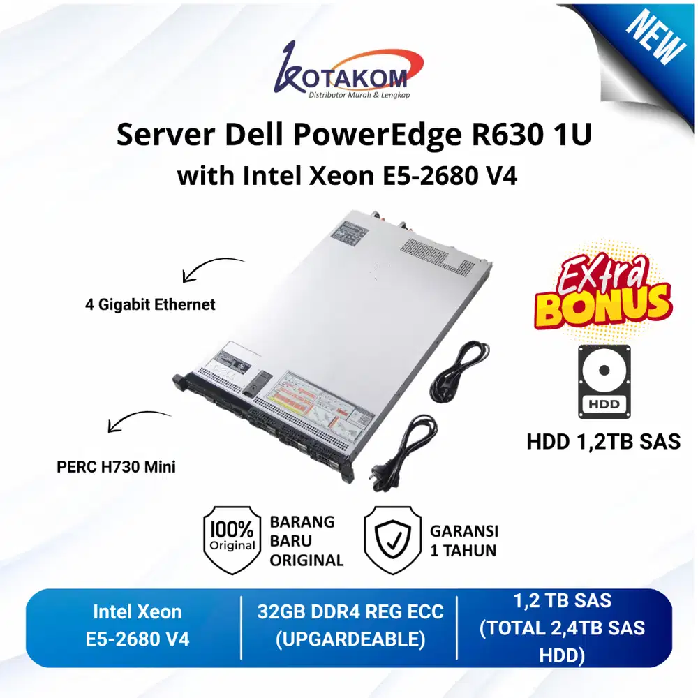 Murah Server Dell PowerEdge R630 1U Intel Xeon E5-2680v4 - Bergaransi