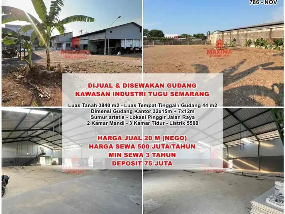 disewakan atau di jual gudang di tugu semarang