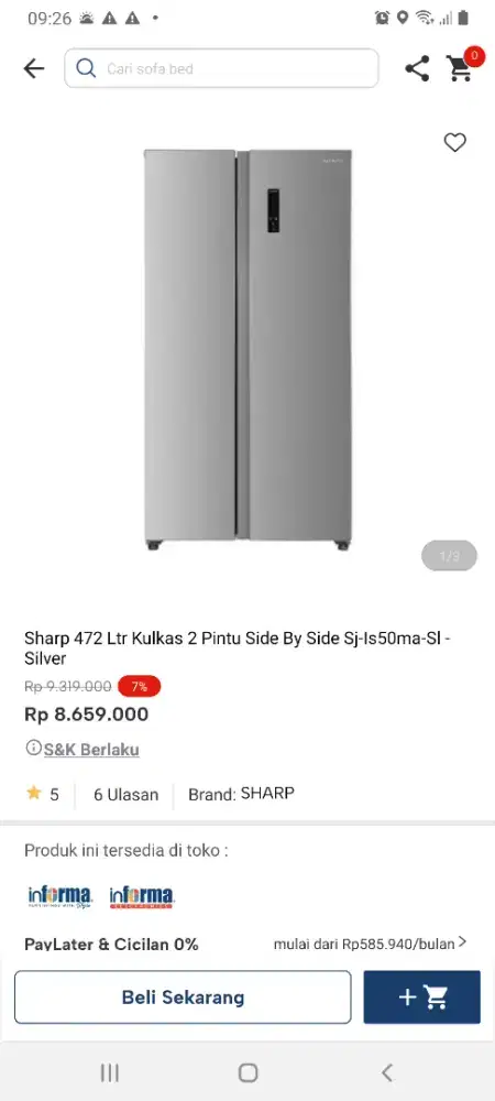 Sharp kulkas sbs