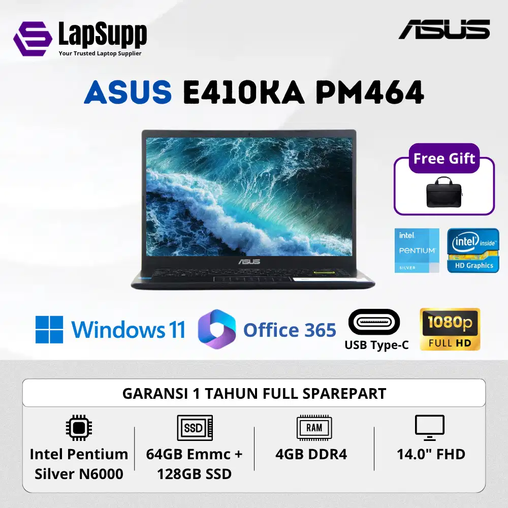 Asus E410KA-PM464 Pentium Silver N6000 4GB/128GB Windows 11 Office 365
