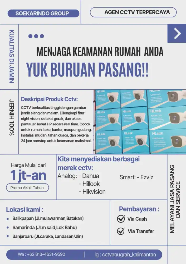 PEMASANGAN CCTV TERMURAH SERTA ADA PROMO PAKET SPESIAL