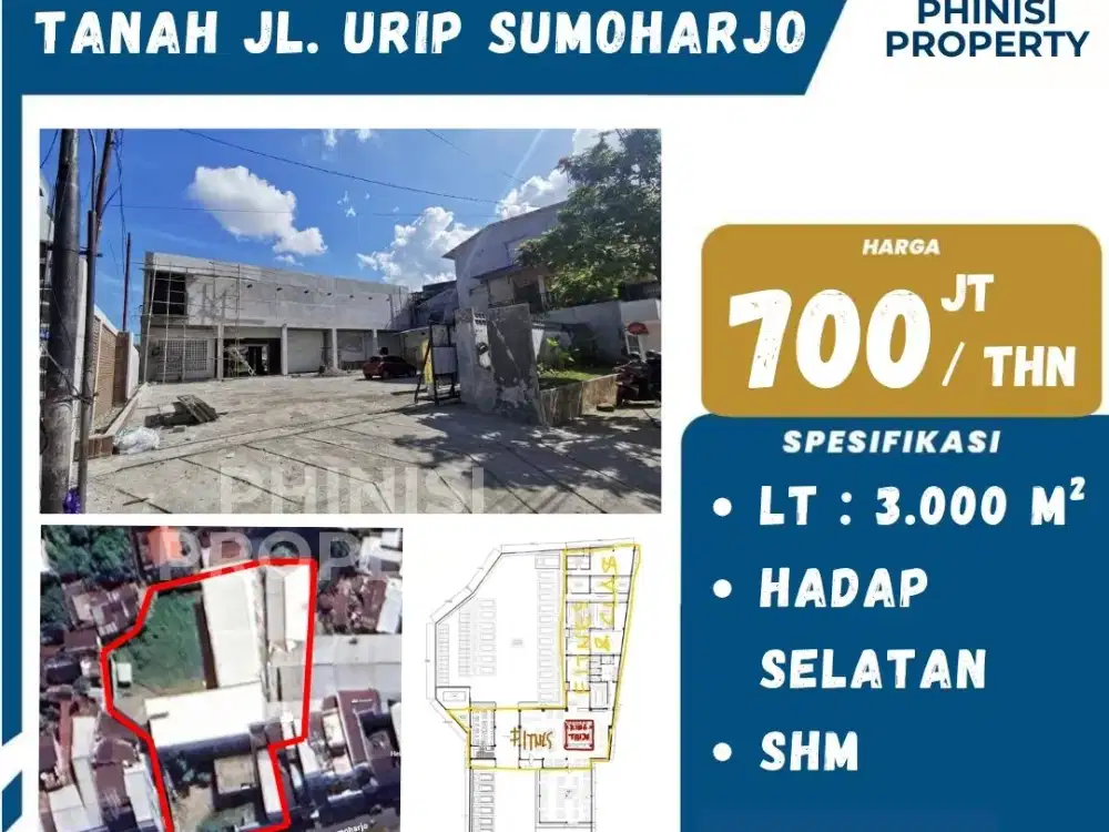 DISEWA Kavling besar di Jalan Urip Sumoharjo