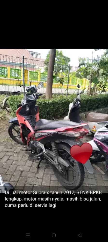Di jual motor Supra x tahun 2012 BPKB STNK lengkap