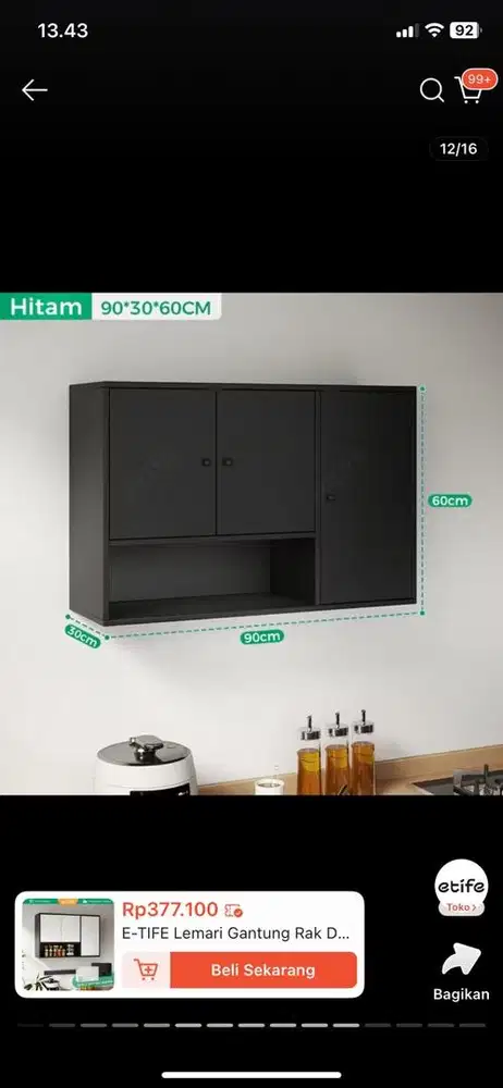 Dijual Cepat Rak Gantung Dapur Hitam