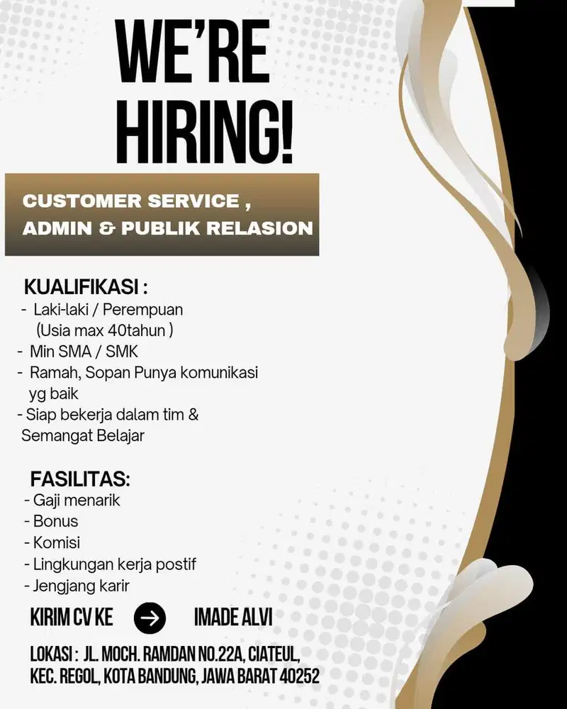 Dibutuhkan segera staff spg/spb