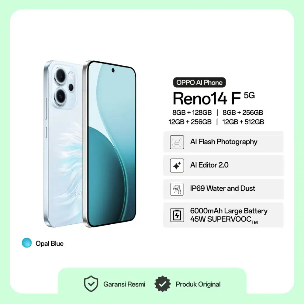 OPPO RENO 14 F 8/256 GB CICILAN TANPA KARTU KREDIT