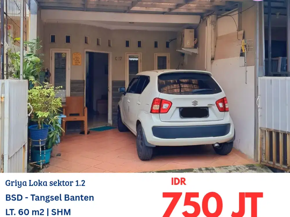 HFN0332 rumah standar masih dihuni di komplek Griya Loka sektor 1.2 belakang pasar modern BSD City Tangsel Banten