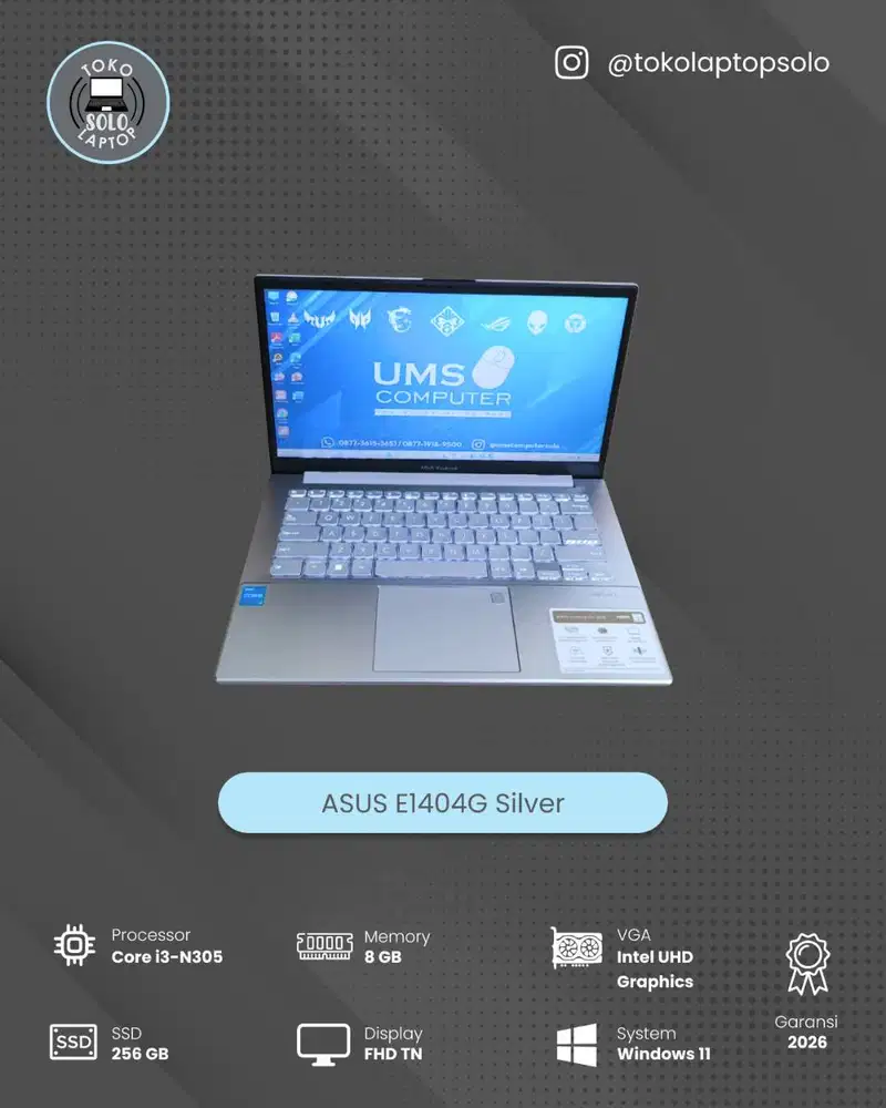 ASUS VIVOBOOK E1404G CORE I3 N305 Ram 8GB SSD 256GB FHD
