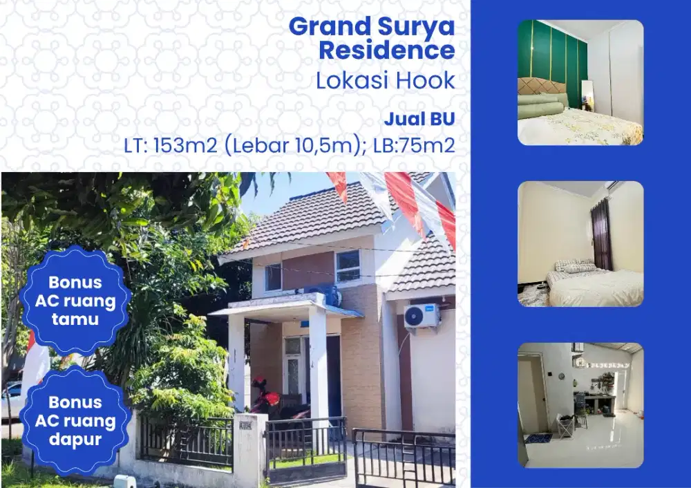 Jual BU. Rumah Grand Surya. Hook LT 153m2