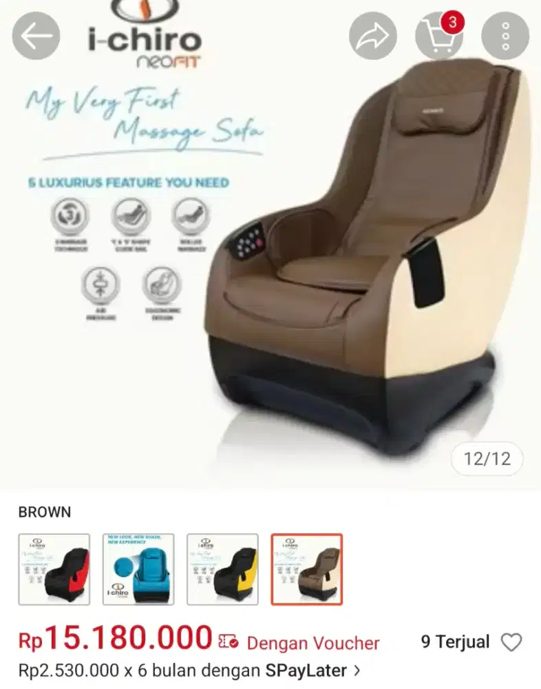 Kursi pijat advance Ichiro NeoFit bekas masih bagus