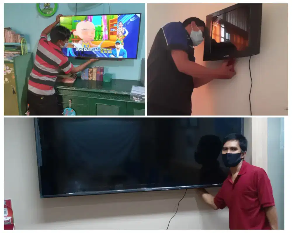 Pasangkan bracket dan Braket + pasang terimarapih breket briket led tv