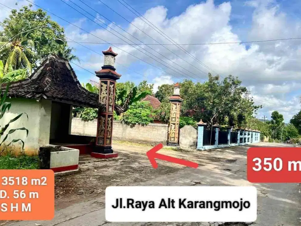 Jual Tanah turun harga di Ngawis Karangmojo Gunung Kidul Strategis murah 3518 m2 hanya 250 jt