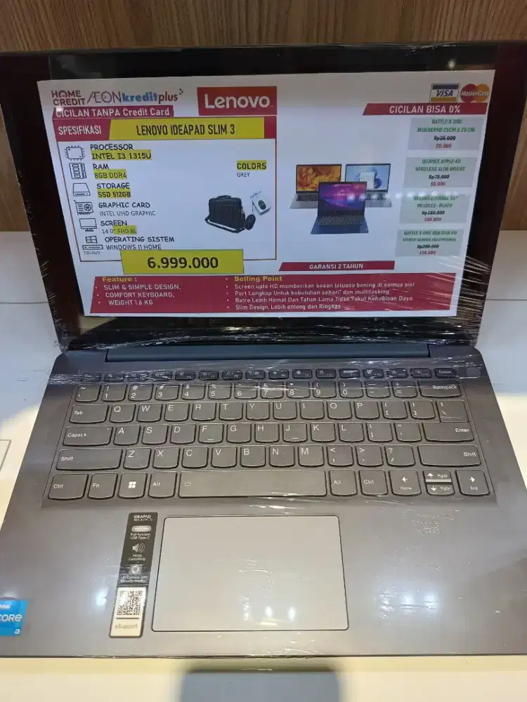 Promo Cicilan Laptop Lenovo Ideapad slim 3 Ram 8 Ssd 512gb