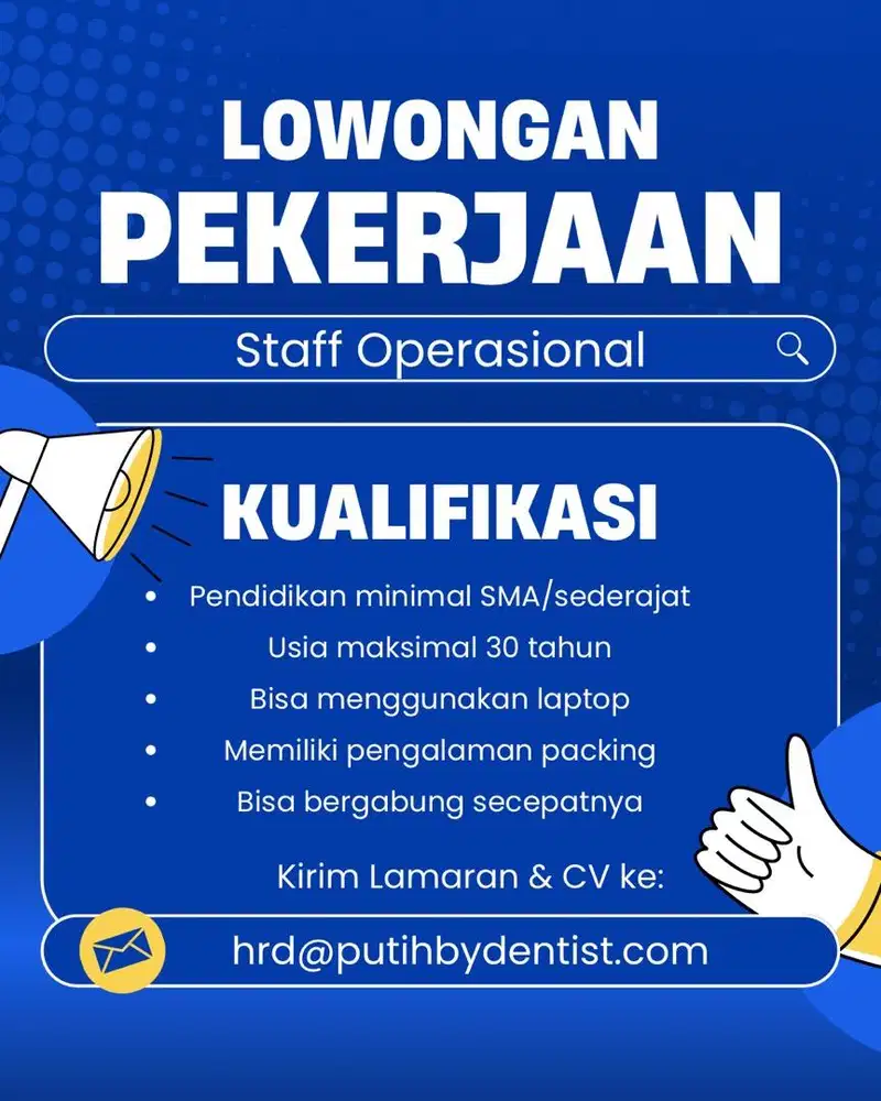 STAFF OPERASIONAL (FULL TIME)