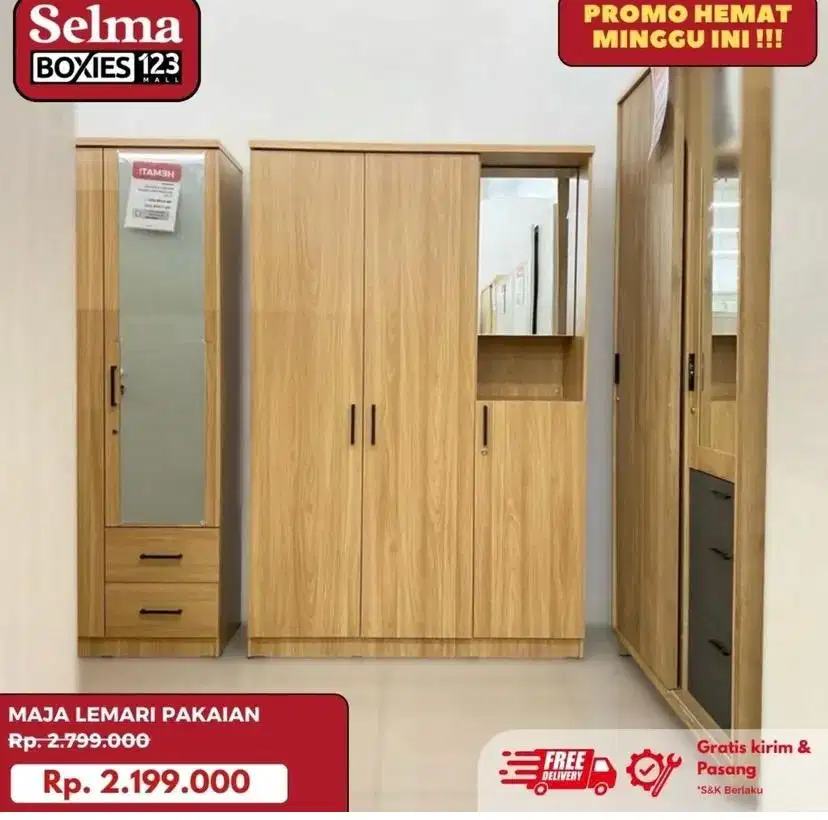 Maja lemari pakaian kayu