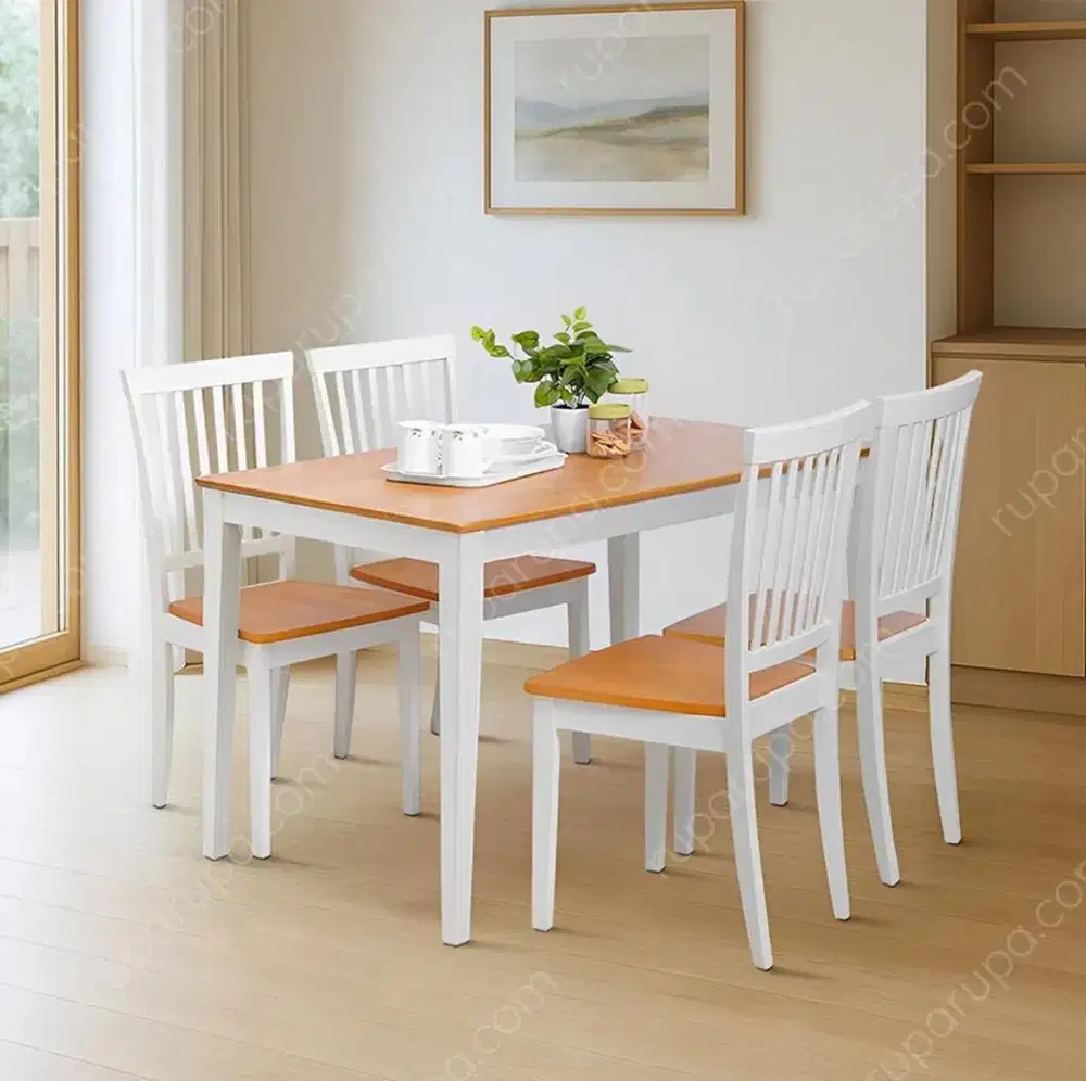 Meja makan kayu solid