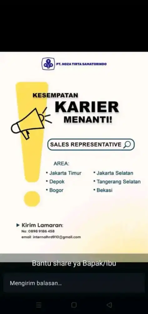 Lowongan Kerja Sales Representatif