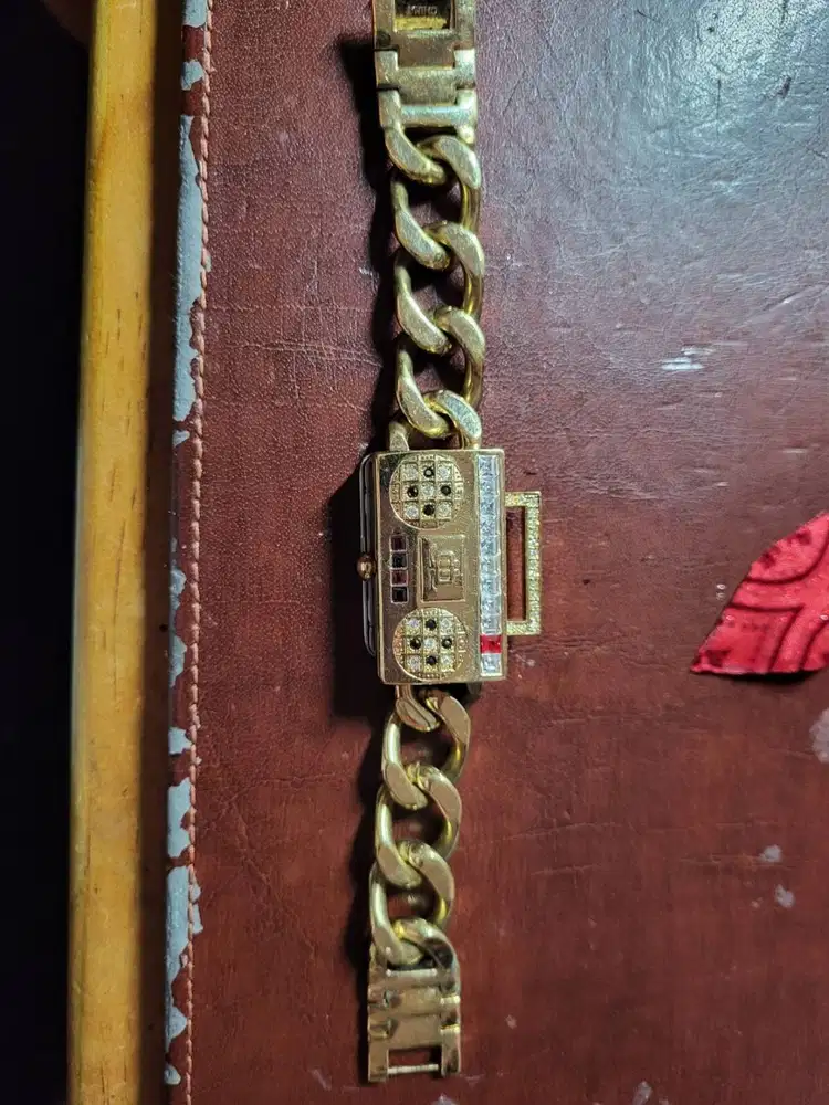 Vintage JLO Gold tone Boombox with Swarovsky Crystals Watch RARE