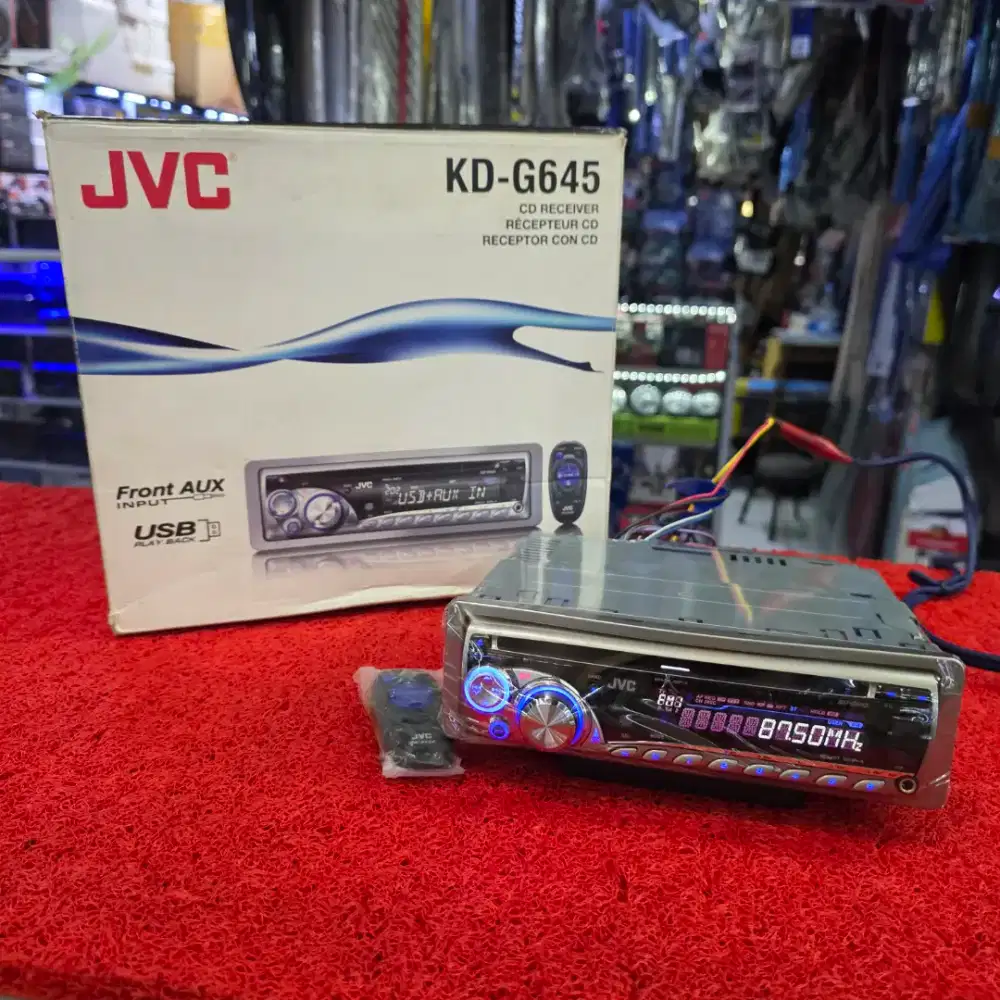 Head Unit Single Din JVC KD-G645 USB CD Aux Sudah dipasang Bluetooth