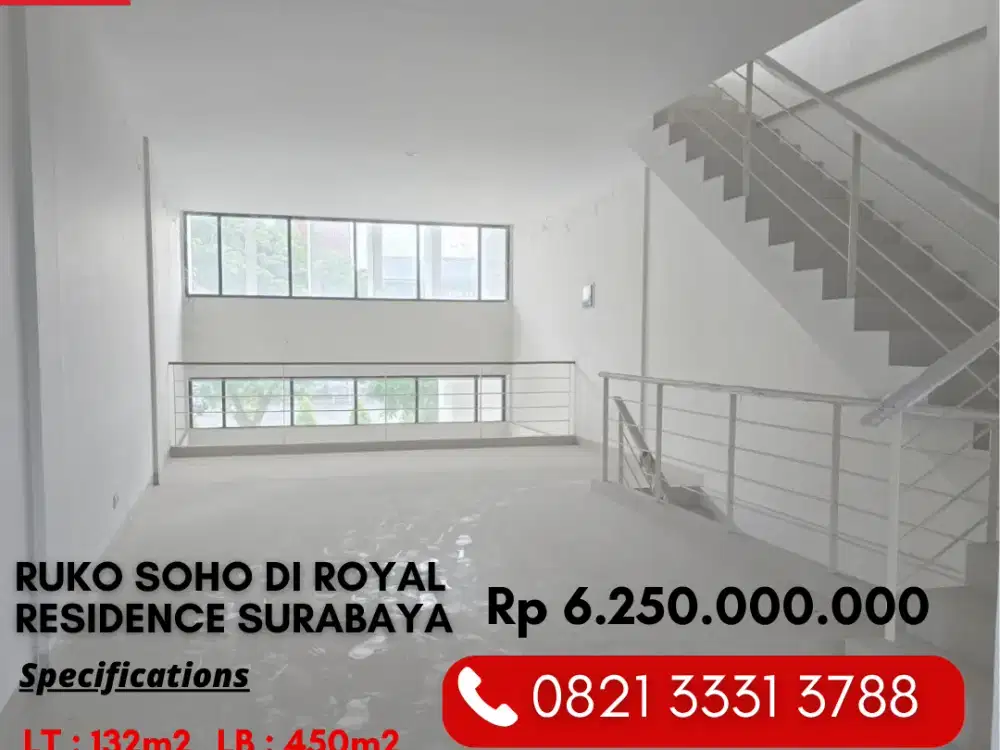 Dijual Ruko SOHO 4 lantai di Jalan Utama Royal Residence Wiyung Surabaya