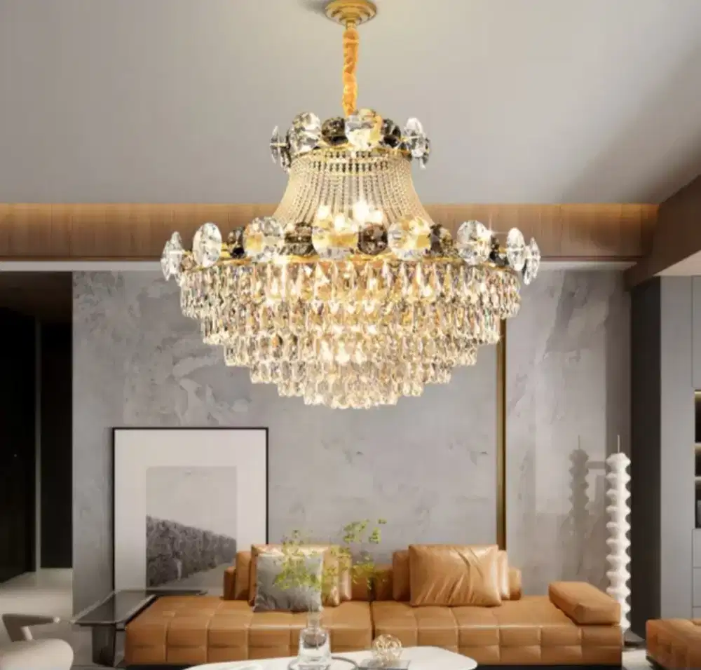 Lampu Gantung Kristal Double - Layer 80cm