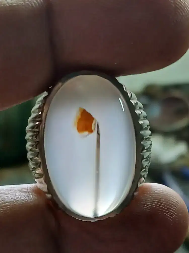 Natural akik motif,ring perak josss