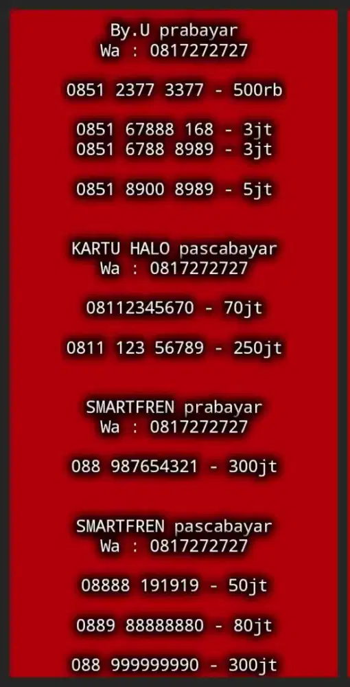 NOMOR CANTIK by.U || KARTU HALO || SMARTFREN