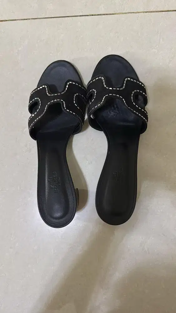 Sandal Hermes Oasis Black Suede Original