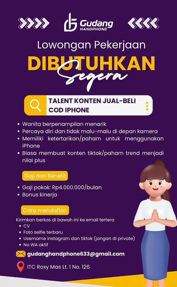 Lowongan kerja talent konten