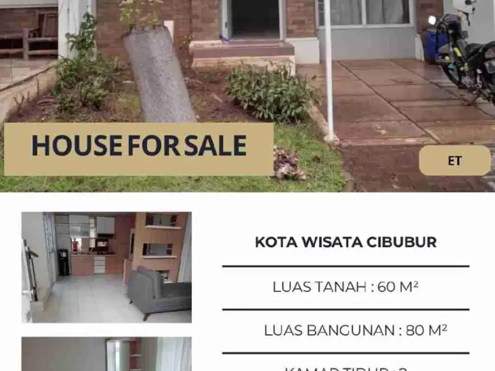 DIJUAL HARGA TERMURAH RUMAH DI KOTA WISATA CIBUBUR CLUSTER BARU DEKAT TOL SETU NAGRAK