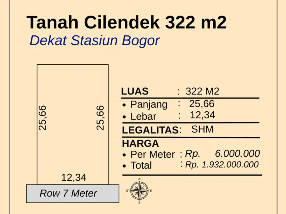 Tanah Pinggir Jalan Dekat RSUD Bogor, Cocok Bangun Kost atau Tempat Usaha