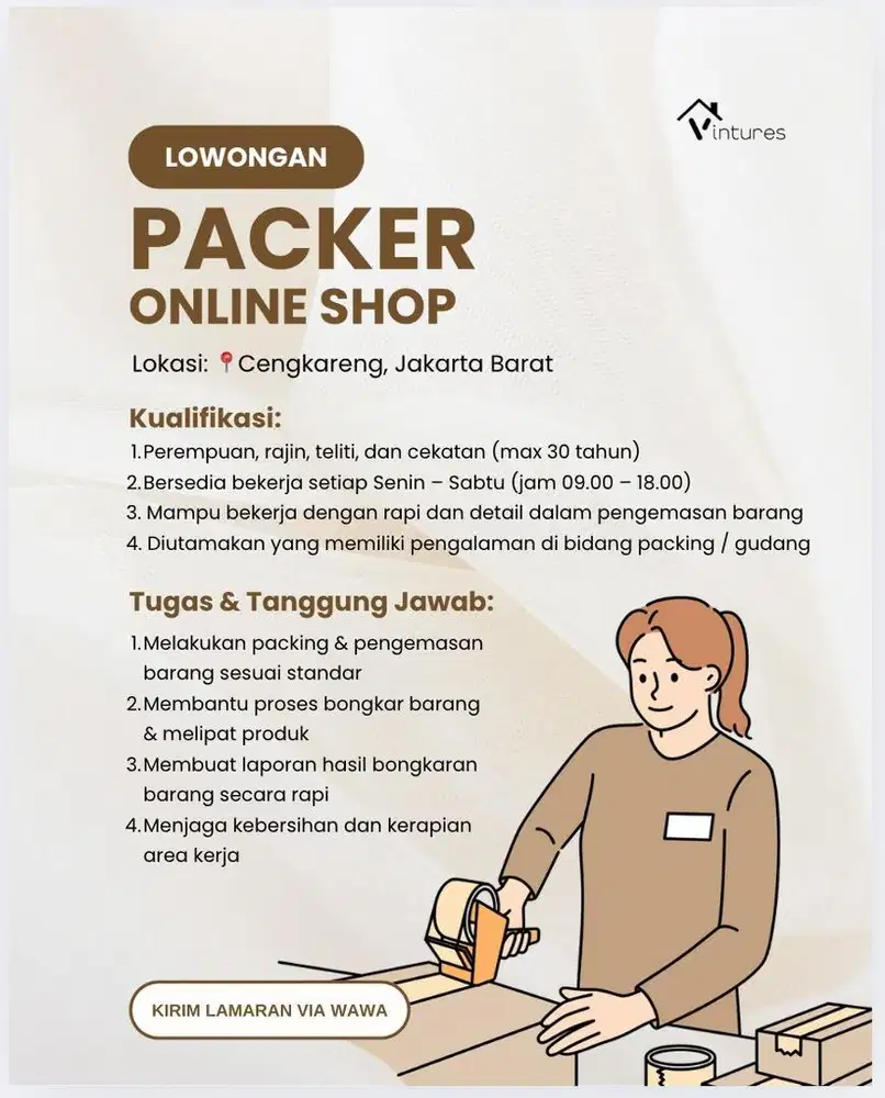 Lowongan Packer / Packing Online Shop KHUSUS WANITA