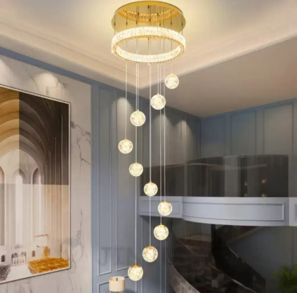 Lampu Gantung Kristal Remote 3 Warna