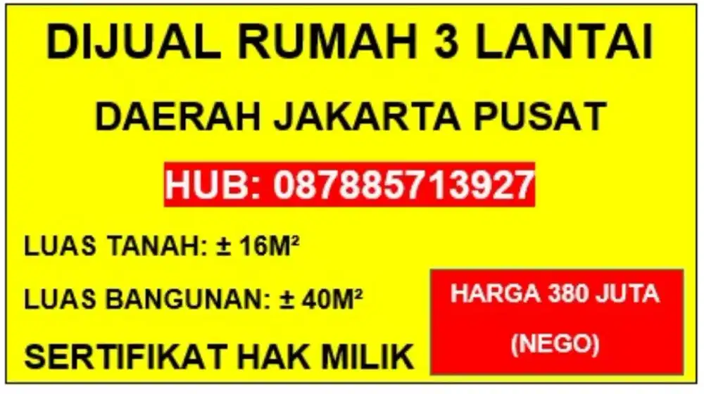 Rumah Bagus 3 Lantai Siap Huni Di Kp. Rawa Jakarta Pusat