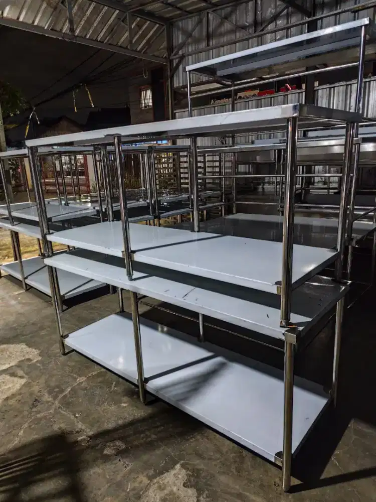 Meja ss baru  2 susun 

P 200
L 70
T 85

Harga 3,7jt
Ready 8  unit