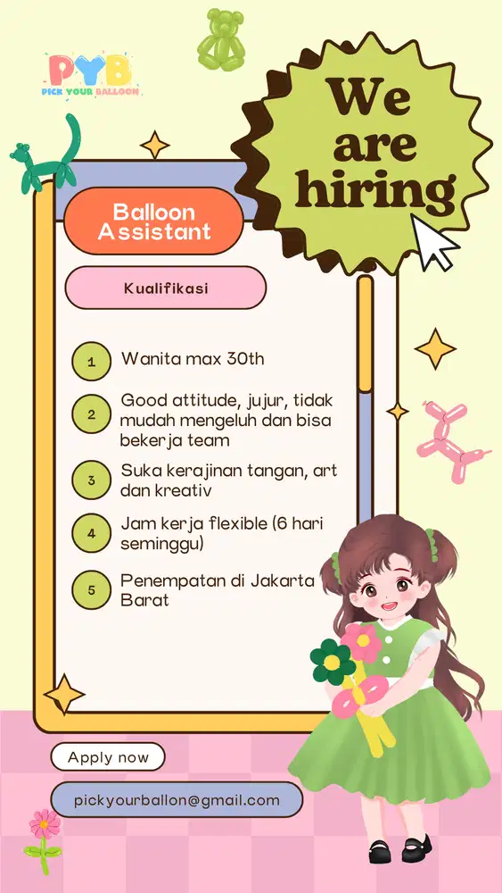 OPEN HIRING – BALLOON ASSISTANT