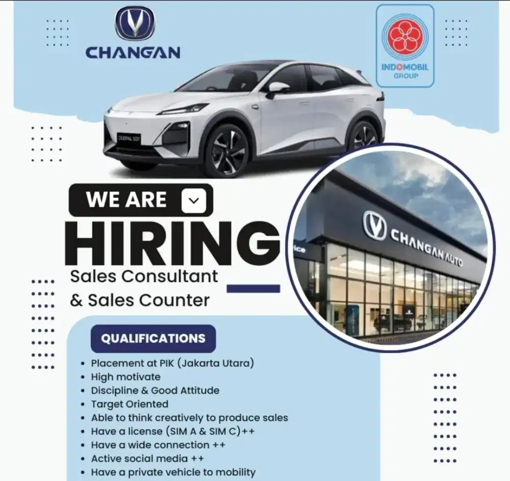 Dibutuhkan Sales Counter / Sales Consultant Otomotif