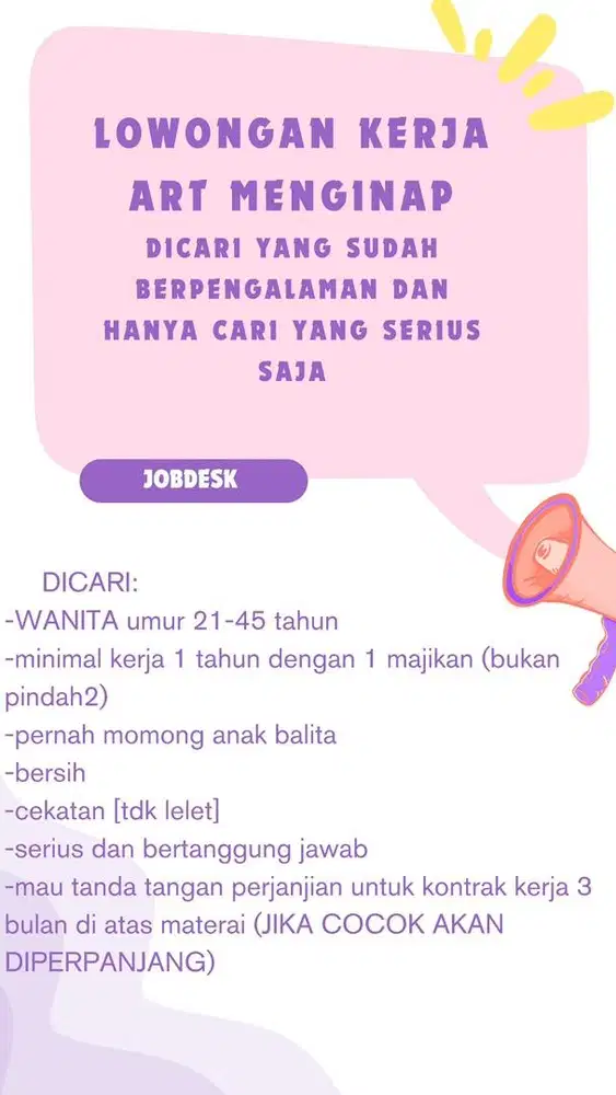 LOWONGAN KERJA ART MENGINAP