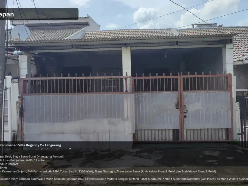 Dijual Rumah SHM di Perumahan Villa Regency 2 By Rumah Chinida (Dw)