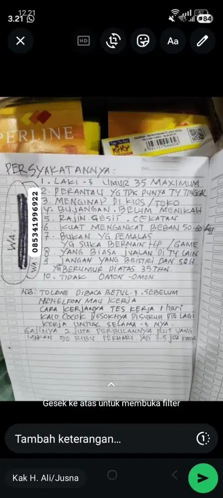 Cari karyawan yg mau jualan ikan asin