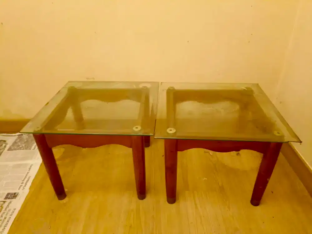 Meja coffee table kecil kayu kaca